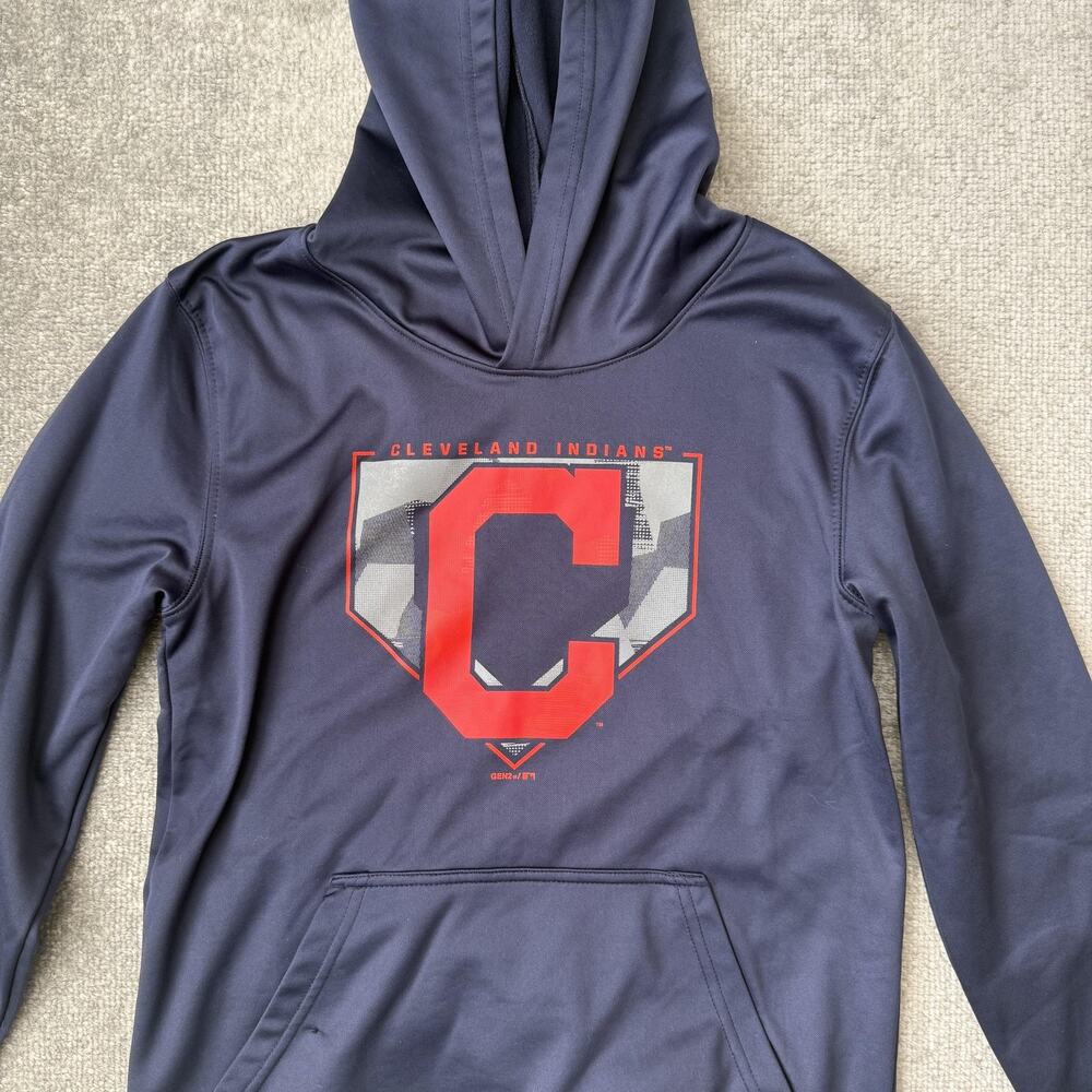 Cleveland Indians Hoodie Youth Large Navy Blue MLB Baseball Pullover Sweatshirt - Picture 2 of 10